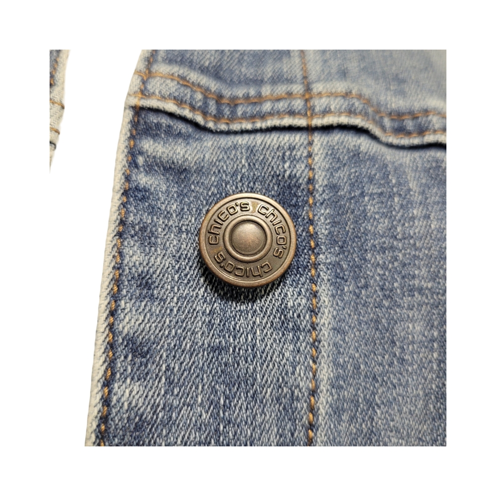 Chico's Blue Jean Jacket Relaxed Fit Timeless Design - Picture 2 of 13